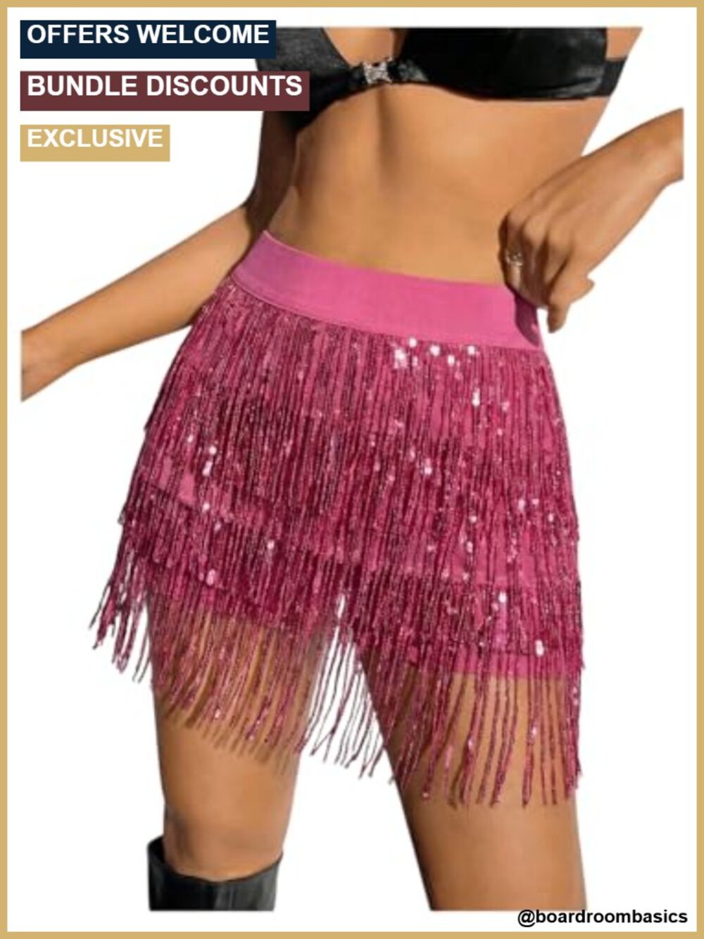 Y2K Sequin Skort High Rise Fringed Tassel Sparkle Mini Club Party Skirt